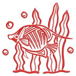 Redwork Tropical Fish 08(Lg) machine embroidery designs