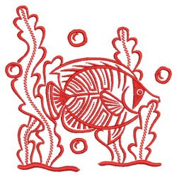 Redwork Tropical Fish 09(Lg) machine embroidery designs