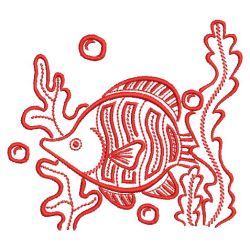 Redwork Tropical Fish 10(Lg) machine embroidery designs