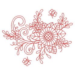 Redwork Heirloom Flower 02(Lg) machine embroidery designs
