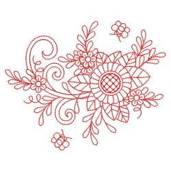 Redwork Heirloom Flower 02(Lg)