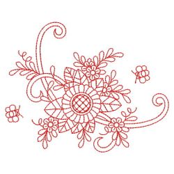 Redwork Heirloom Flower 05(Sm) machine embroidery designs