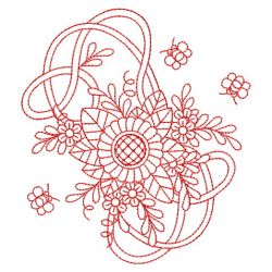 Redwork Heirloom Flower 09(Md) machine embroidery designs