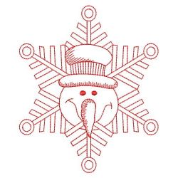 Redwork Snowflake Snowman 03(Sm)