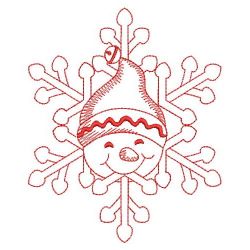 Redwork Snowflake Snowman 07(Sm)