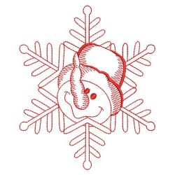 Redwork Snowflake Snowman 09(Lg)