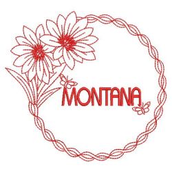 Redwork Unite States Flowers 03 06(Sm) machine embroidery designs