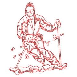 Redwork Skiers 02(Md) machine embroidery designs