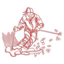 Redwork Skiers 03(Md) machine embroidery designs