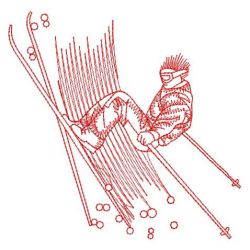 Redwork Skiers 05(Sm) machine embroidery designs