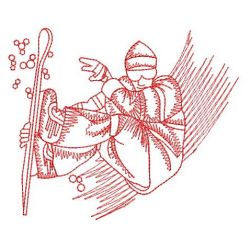 Redwork Skiers 07(Md) machine embroidery designs