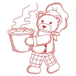 Redwork Chef Teddy Bear 02(Md) machine embroidery designs