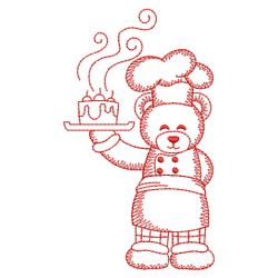 Redwork Chef Teddy Bear 04(Md) machine embroidery designs