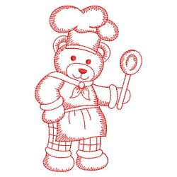 Redwork Chef Teddy Bear 05(Md)