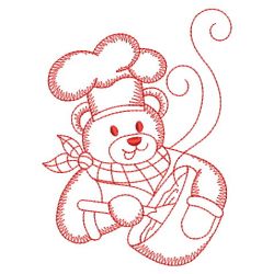 Redwork Chef Teddy Bear 07(Md) machine embroidery designs