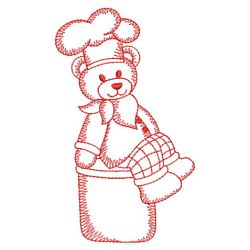 Redwork Chef Teddy Bear 08(Md) machine embroidery designs