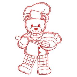 Redwork Chef Teddy Bear 09(Md) machine embroidery designs