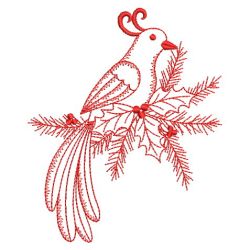 Red Work Christmas Bird 01(Md) machine embroidery designs
