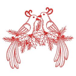 Red Work Christmas Bird 02(Md) machine embroidery designs