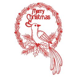 Red Work Christmas Bird 04(Md) machine embroidery designs