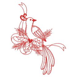 Red Work Christmas Bird 05(Md) machine embroidery designs