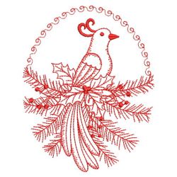 Red Work Christmas Bird 06(Md) machine embroidery designs