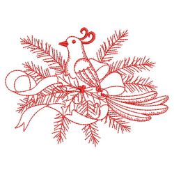 Red Work Christmas Bird 08(Md) machine embroidery designs