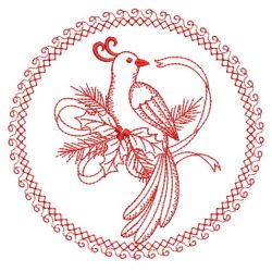 Red Work Christmas Bird 09(Md) machine embroidery designs