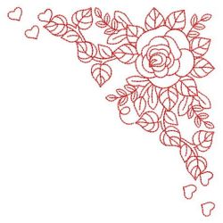 Redwork Rose Corners 2(Lg) machine embroidery designs