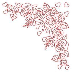 Redwork Rose Corners 2 05(Sm) machine embroidery designs