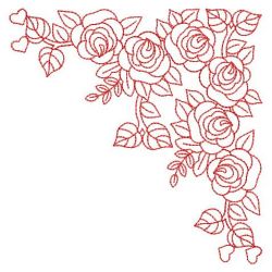 Redwork Rose Corners 2 06(Md) machine embroidery designs