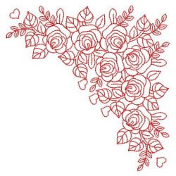 Redwork Rose Corners 2 07(Sm) machine embroidery designs