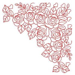 Redwork Rose Corners 2 08(Md) machine embroidery designs