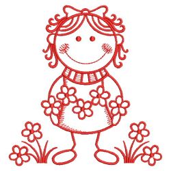 Redwork Stick Children 1 04(Md) machine embroidery designs