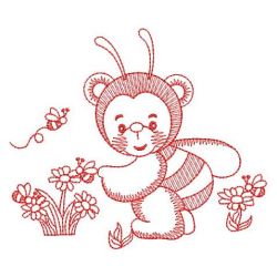 Redwork Bumblebee Bears 08(Sm) machine embroidery designs