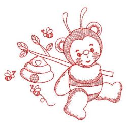 Redwork Bumblebee Bears 09(Sm) machine embroidery designs