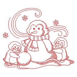 Redwork Build Snowman 01(Md) machine embroidery designs