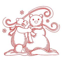 Redwork Build Snowman 02(Sm) machine embroidery designs