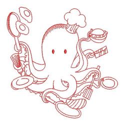 Redwork Busy Octopus(Lg) machine embroidery designs
