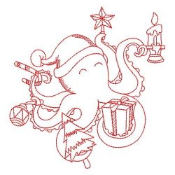 Redwork Busy Octopus 04(Md) machine embroidery designs