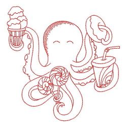 Redwork Busy Octopus 07(Md) machine embroidery designs
