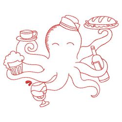Redwork Busy Octopus 08(Sm) machine embroidery designs