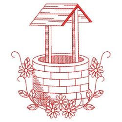 Redwork Wishing Well(Md) machine embroidery designs
