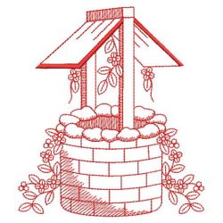 Redwork Wishing Well 04(Md) machine embroidery designs