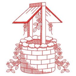 Redwork Wishing Well 04(Md) machine embroidery designs