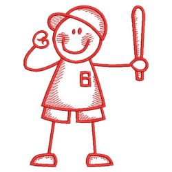 Redwork Stick Children 2 06(Sm) machine embroidery designs