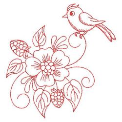 Redwork Flower and Bird 01(Md) machine embroidery designs
