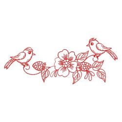 Redwork Flower and Bird 03(Lg)