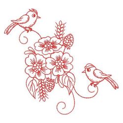 Redwork Flower and Bird 04(Lg) machine embroidery designs