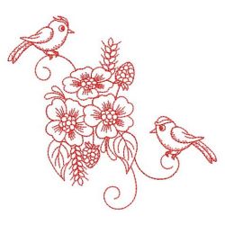 Redwork Flower and Bird 04(Md)